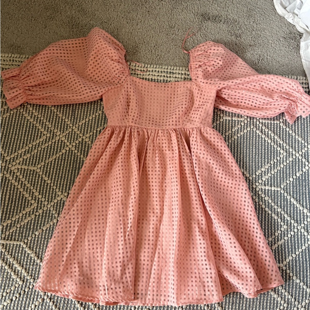 Entro Pink and White Puff Sleeve Sundress for Weddings